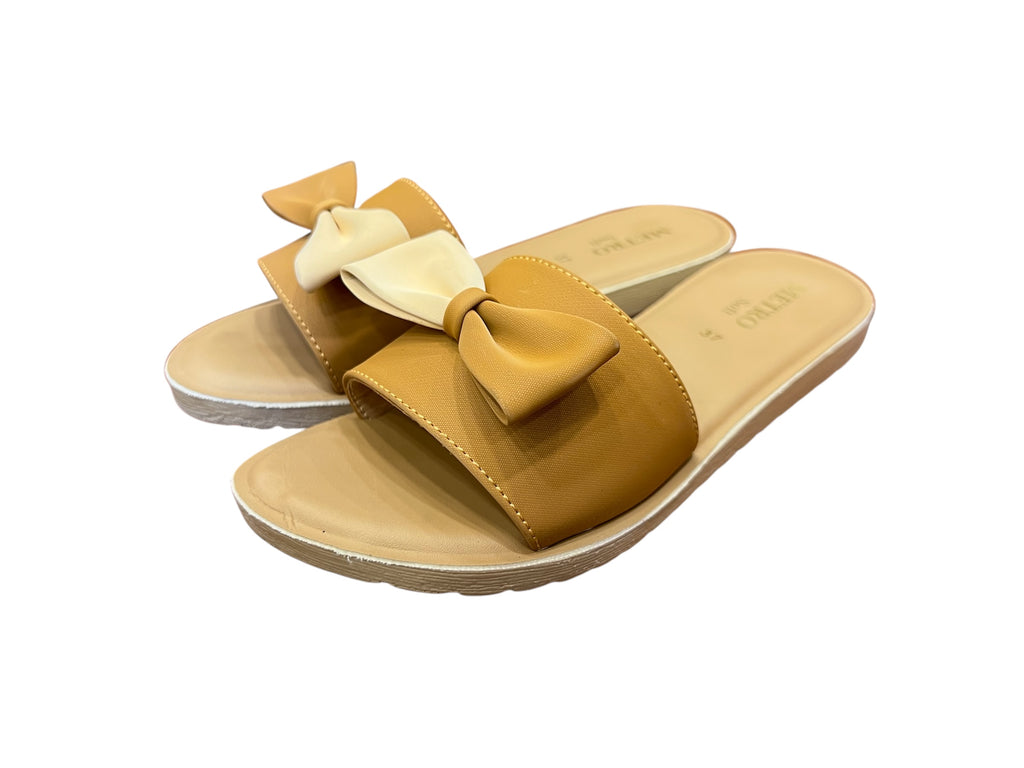 Original Metro Mustard Bow flat Slip – Cute & Comfy Flats for Everyday Wear