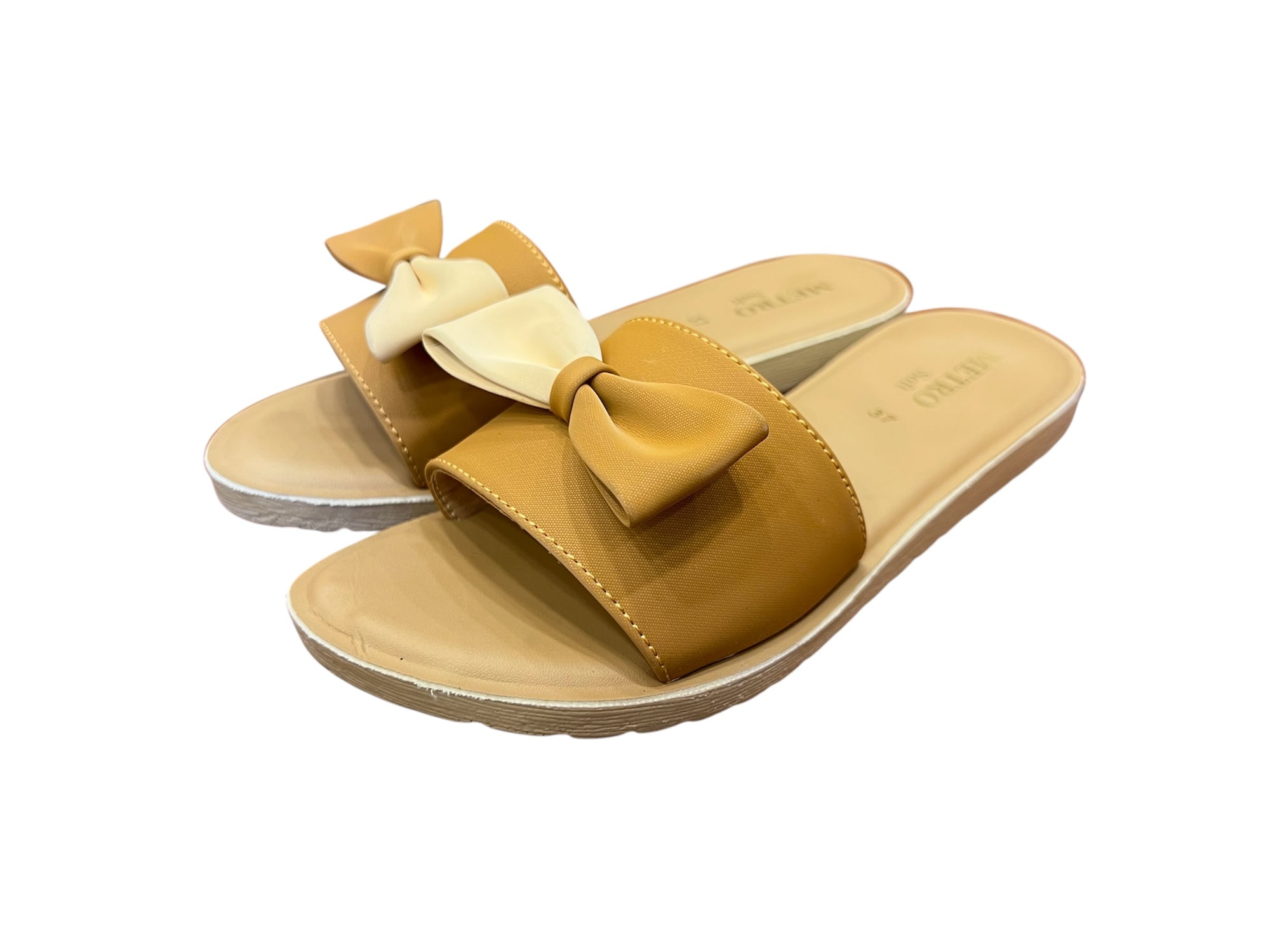 Original Metro Mustard Bow flat Slip – Cute & Comfy Flats for Everyday Wear
