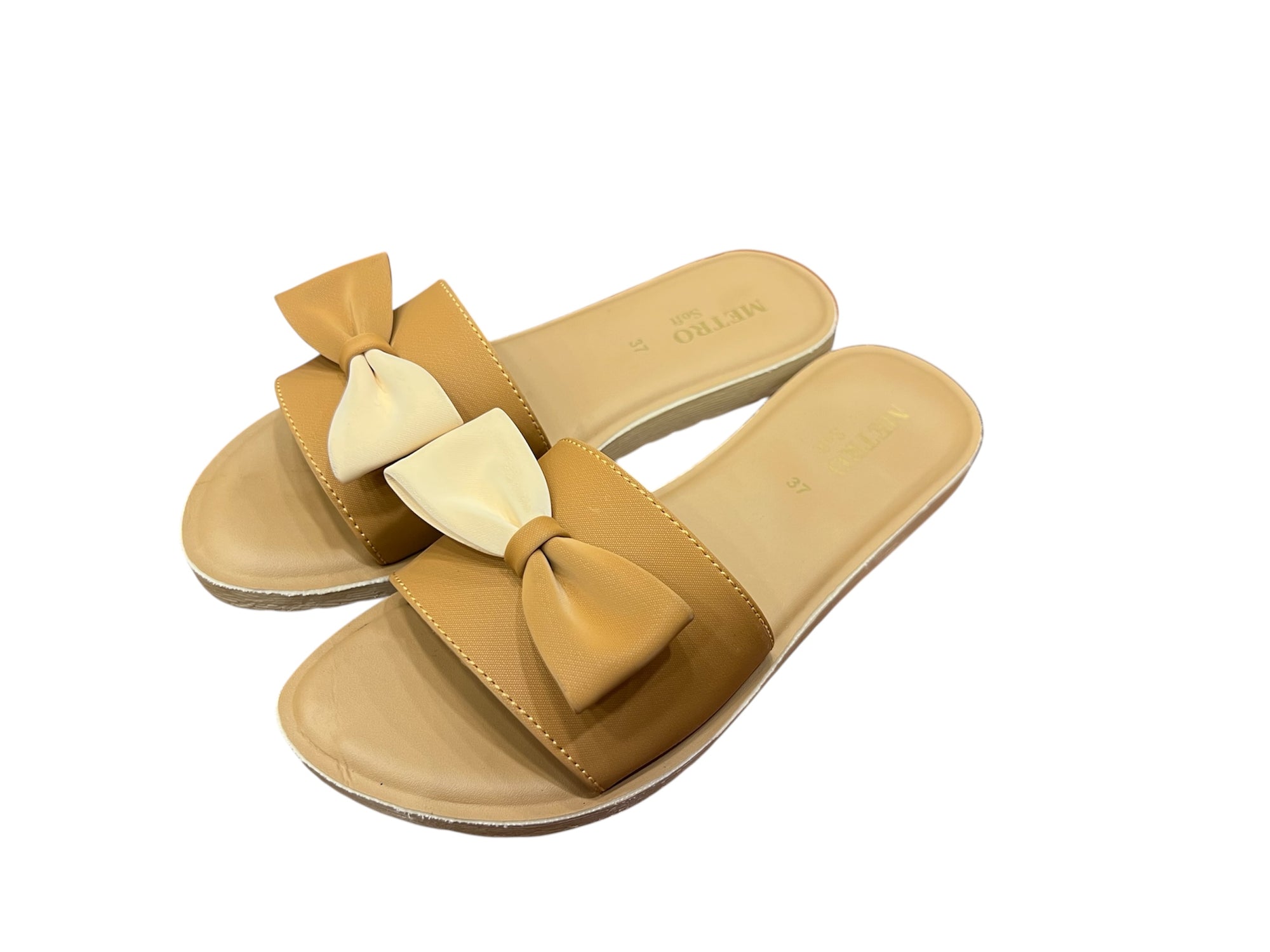 Original Metro Mustard Bow flat Slip – Cute & Comfy Flats for Everyday Wear